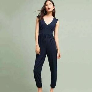 Anthropologie Velvet by Graham and Spencer,  Navy Jumpsuit size Med